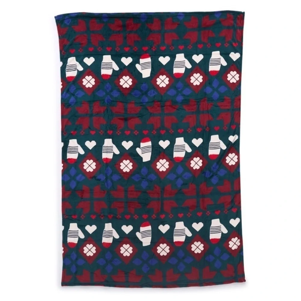 NEW Vera‎ Bradley Women's Outlet Fleece Essential Throw Blanket Intarsia Mittens